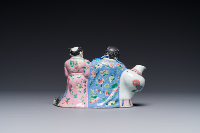 Rare compte-gouttes en porcelaine de Chine famille rose en forme de Libai, Qianlong/Jiaqing