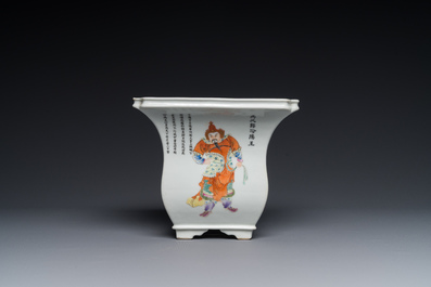 A Chinese famille rose 'Wu Shuang Pu' jardiniere, Qianlong mark, Republic