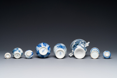 A varied collection of Chinese blue and white porcelain, Kangxi/Qianlong