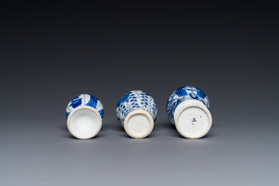 Four Chinese blue and white silver mounted porcelain, Kangxi