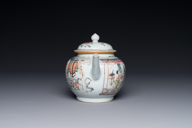 Th&eacute;i&egrave;re en porcelaine de Chine famille rose &agrave; d&eacute;cor de dames d'honneur et d'enfants, Yongzheng
