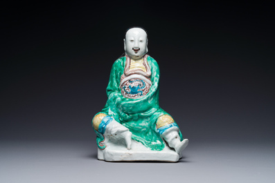 Een Chinees wucai beeld van Zhen Wu, Ming
