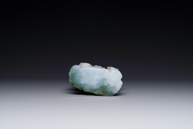 A Chinese celadon and white jade figure of Lu Xing, 20th C.