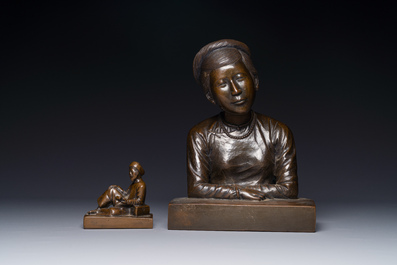 Deux sculptures en bronze, vietnam, 19/20&egrave;me