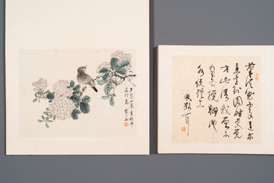 Drie albums: 'Jiang Hanting 江寒汀 (1904-1963), Lin Sanzhi 林散之 (1898-1989) en Qi Gong 启功 (1912-2005)', inkt en kleur op papier
