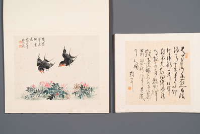 Drie albums: 'Jiang Hanting 江寒汀 (1904-1963), Lin Sanzhi 林散之 (1898-1989) en Qi Gong 启功 (1912-2005)', inkt en kleur op papier
