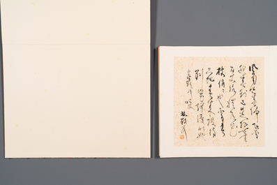 Drie albums: 'Jiang Hanting 江寒汀 (1904-1963), Lin Sanzhi 林散之 (1898-1989) en Qi Gong 启功 (1912-2005)', inkt en kleur op papier