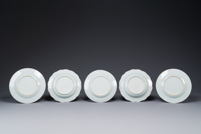 Twelve Chinese famille rose plates with floral design, Qianlong