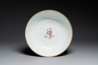 A fine large Chinese Canton famille rose 'Mandarin subject' bowl, Qianlong