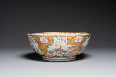 A fine large Chinese Canton famille rose 'Mandarin subject' bowl, Qianlong
