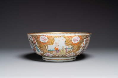 A fine large Chinese Canton famille rose 'Mandarin subject' bowl, Qianlong
