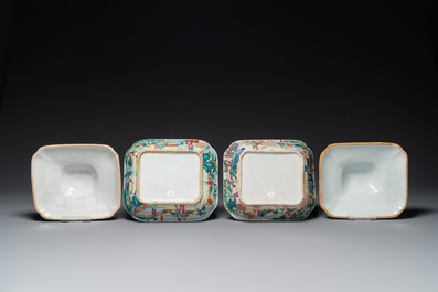 Een paar 'CSM' gemonogrammeerde Chinese famille rose dekselterrines, Jiaqing