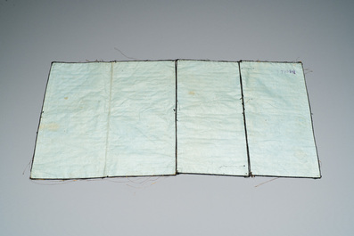 A pair of Chinese gold-thread-embroidered silk 'rank badges' with wild geese, 19th C.