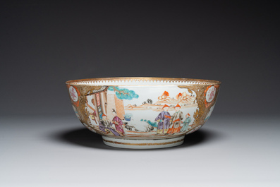 A fine large Chinese Canton famille rose 'Mandarin subject' bowl, Qianlong