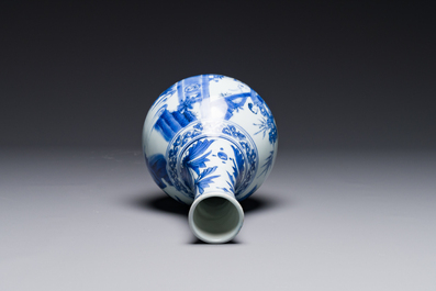 A Chinese blue and white bottle vase, Transitional period