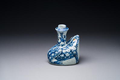 A Chinese blue and white 'frog' kendi, Wanli