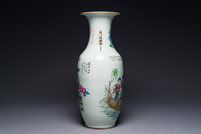 Vase en porcelaine de Chine famille rose, sign&eacute; Pan Zhaotang 潘肇唐, dat&eacute; 1918