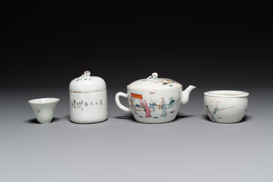 Collection vari&eacute;e en porcelaine de Chine famille rose et qianjiang cai, 19/20&egrave;me