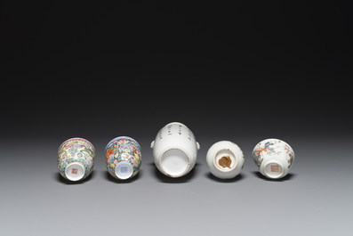 Collection vari&eacute;e en porcelaine de Chine famille rose et qianjiang cai, 19/20&egrave;me