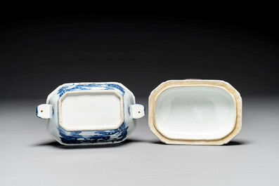 Groupe de six pi&egrave;ces en porcelaine de Chine bleu et blanc, 18/19&egrave;me
