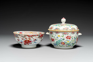 A Chinese famille rose bowl and a covered tureen, Yongzheng/Qianlong