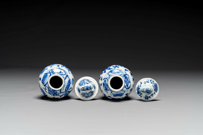 Groupe de six pi&egrave;ces en porcelaine de Chine bleu et blanc, 18/19&egrave;me