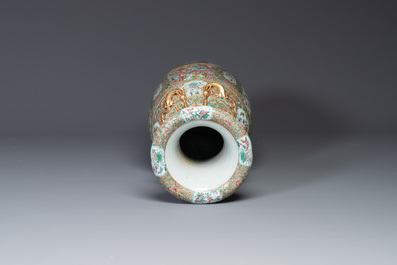 A large Chinese Canton famille rose vase with narrative design, 19th C.