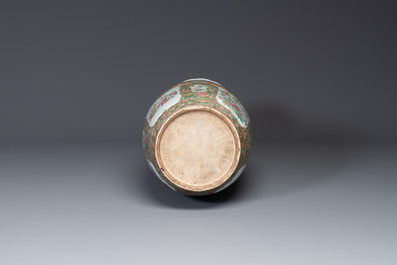 A large Chinese Canton famille rose vase with narrative design, 19th C.