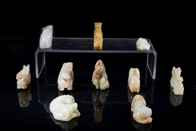Tien Chinese jade sculpturen van dieren, Qing