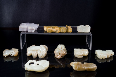 Tien Chinese jade sculpturen van dieren, Qing