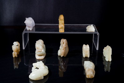Tien Chinese jade sculpturen van dieren, Qing
