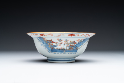 A Chinese Imari-style 'klapmuts' bowl with landscape design, ex-collection of August the Strong, Kangxi