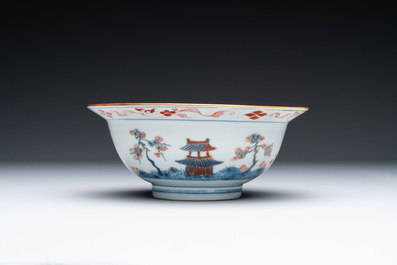 A Chinese Imari-style 'klapmuts' bowl with landscape design, ex-collection of August the Strong, Kangxi