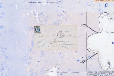 Christian Silvain (1950): 'Rencontres', gemengde techniek en collage op papier, multiple (41/50), gesigneerd en gedateerd 1992