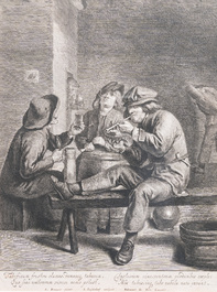 Maarten de Vos, Gerard de Jode, et d'apr&egrave;s Teniers &amp; Brouwer: Huit gravures, 16&egrave;m&egrave; et post&eacute;rieur