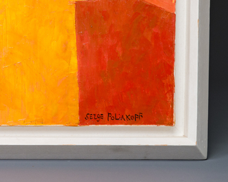D'apr&egrave;s Serge Poliakoff (1900-1969): Composition jaune rouge orange, huile sur toile