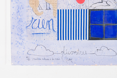 Christian Silvain (1950): 'Rencontres', gemengde techniek en collage op papier, multiple (41/50), gesigneerd en gedateerd 1992