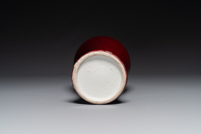 A Chinese monochrome copper-red-glazed vase, 19th C.