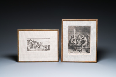 Maarten de Vos, Gerard de Jode, et d'apr&egrave;s Teniers &amp; Brouwer: Huit gravures, 16&egrave;m&egrave; et post&eacute;rieur