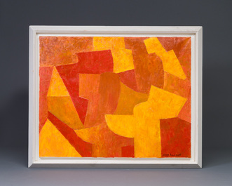 D'apr&egrave;s Serge Poliakoff (1900-1969): Composition jaune rouge orange, huile sur toile