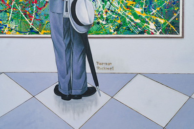 D'apr&egrave;s Norman Rockwell (1894-1978): 'The Connoisseur', huile sur toile