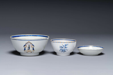 Collection vari&eacute;e de neuf pi&egrave;ces vari&eacute;es en porcelaine de Chine d'exportation, Qianlong/Jiaqing