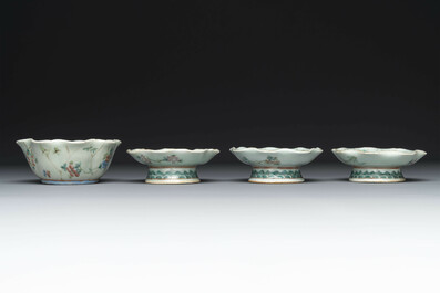 Une collection vari&eacute;e de huit pi&egrave;ces en porcelaine de Chine famille rose, 18/19&egrave;me