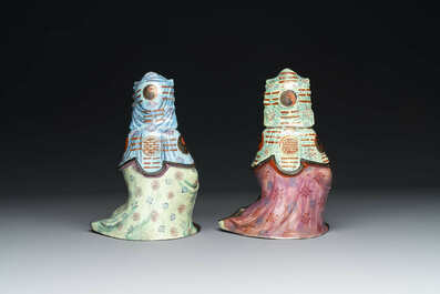 Collection vari&eacute;e de sept pi&egrave;ces en porcelaine de Chine et &eacute;maux de Canton, Kangxi et post&eacute;rieur