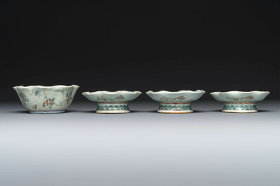 Une collection vari&eacute;e de huit pi&egrave;ces en porcelaine de Chine famille rose, 18/19&egrave;me