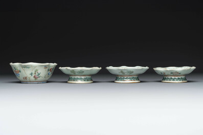 Une collection vari&eacute;e de huit pi&egrave;ces en porcelaine de Chine famille rose, 18/19&egrave;me