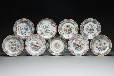 Collection vari&eacute;e en porcelaine de Chine famille rose et verte, 18/19&egrave;me