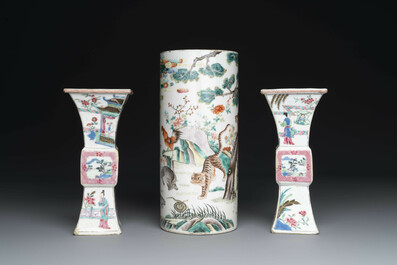 Collection vari&eacute;e en porcelaine de Chine famille rose et verte, 18/19&egrave;me