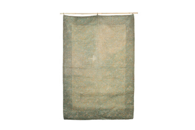 A Japanese silk embroidery with cranes and bamboo, Keibun mark, Meiji, 19th C.