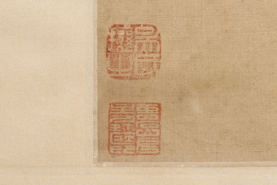 Chinese school: 'Presenting peaches to Xiwangmu', ink and colour on silk, 19th C.